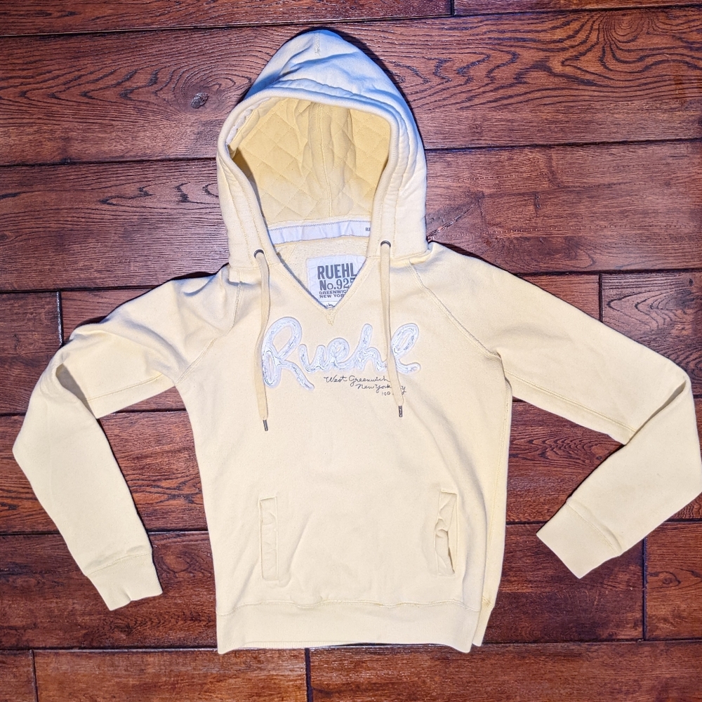Ruel No.952 Women's West Greenwich NY 10014 Yellow V-Neck Hoodie Size Medium